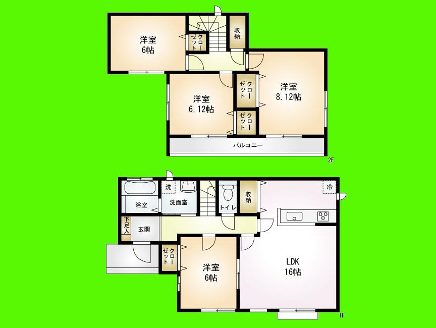 Floor plan. (C), Price 31,800,000 yen, 4LDK, Land area 136.04 sq m , Building area 100.19 sq m