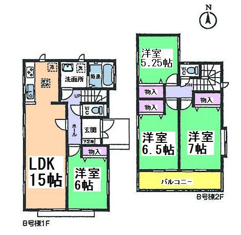Floor plan. (B Building), Price 32,800,000 yen, 4LDK, Land area 150.4 sq m , Building area 94.4 sq m