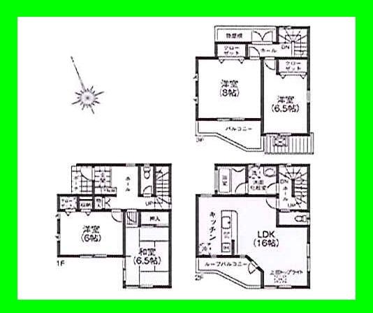 Floor plan. (Building 2), Price 33,800,000 yen, 4LDK, Land area 71.66 sq m , Building area 110.82 sq m