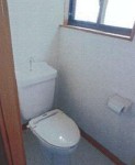 Toilet. There is a window in the toilet