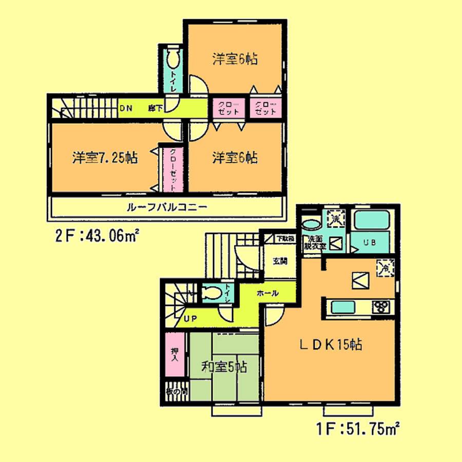 Floor plan. Price 20.8 million yen, 4LDK, Land area 104.08 sq m , Building area 94.81 sq m