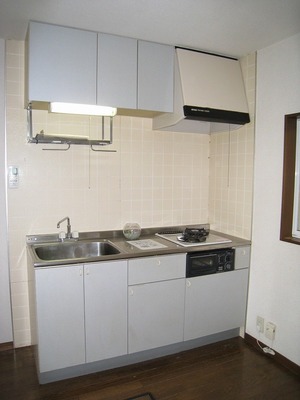 Kitchen. Happy cooking in the kitchen with a gas two-burner stove