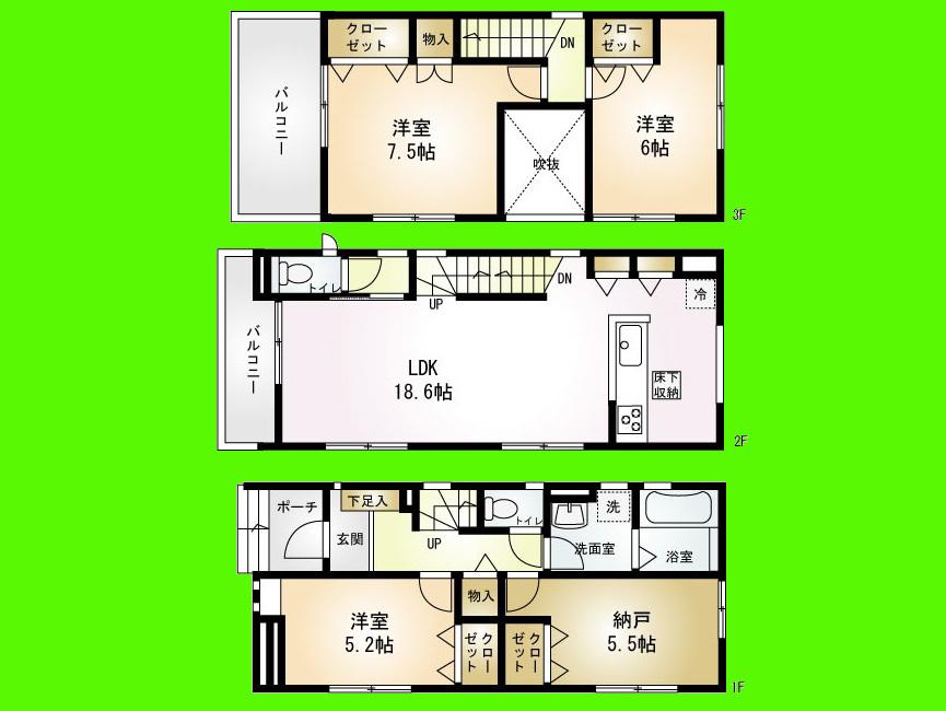 Floor plan. Price 25,800,000 yen, 3LDK+S, Land area 83.78 sq m , Building area 102.46 sq m