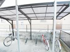 Entrance. Bicycle parking space
