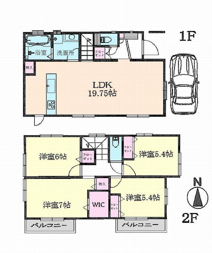 Floor plan. 38,800,000 yen, 4LDK, Land area 111.46 sq m , Building area 99.37 sq m 4LDK + WIC
