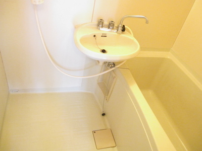 Bath. Bathroom of compact calm atmosphere