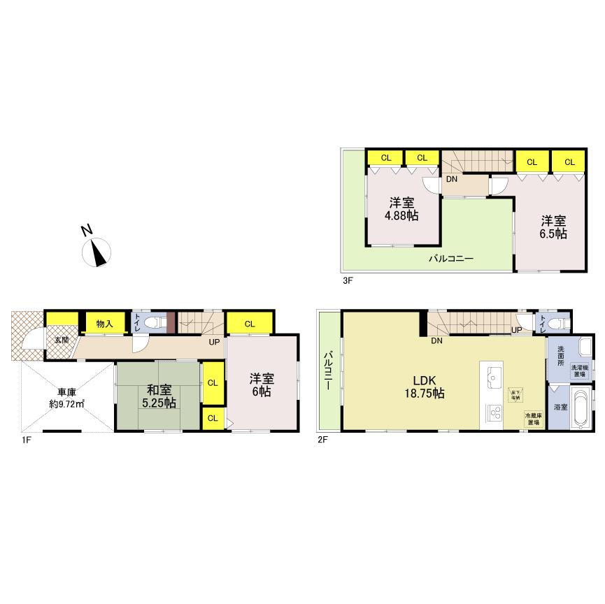 Floor plan. (Building 2), Price 35,800,000 yen, 4LDK, Land area 71.29 sq m , Building area 102.86 sq m