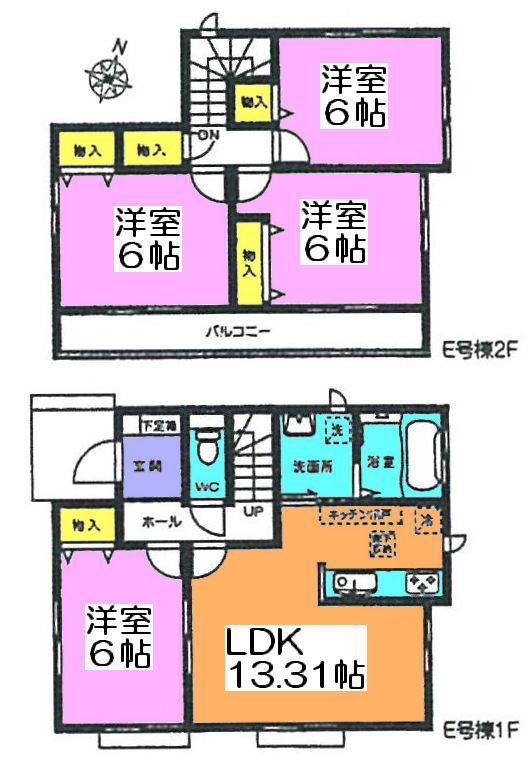 Floor plan. (E Building), Price 26,800,000 yen, 4LDK, Land area 114.89 sq m , Building area 87.03 sq m