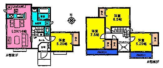 Floor plan. (A Building), Price 18,800,000 yen, 4LDK, Land area 128.84 sq m , Building area 94.39 sq m