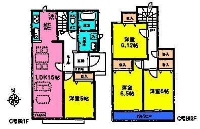 Floor plan. (C Building), Price 23.8 million yen, 4LDK, Land area 119.93 sq m , Building area 95.84 sq m