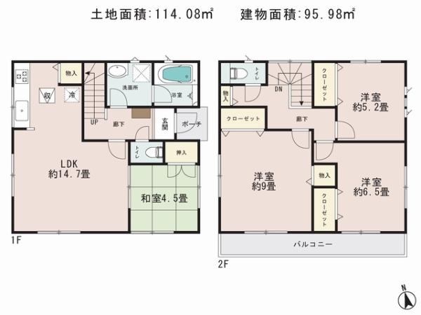 Floor plan. 26,800,000 yen, 4LDK, Land area 114.08 sq m , Building area 95.98 sq m