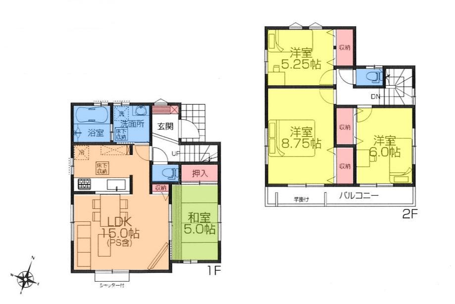 Floor plan. (Building 2), Price 39,800,000 yen, 4LDK, Land area 128.47 sq m , Building area 93.15 sq m
