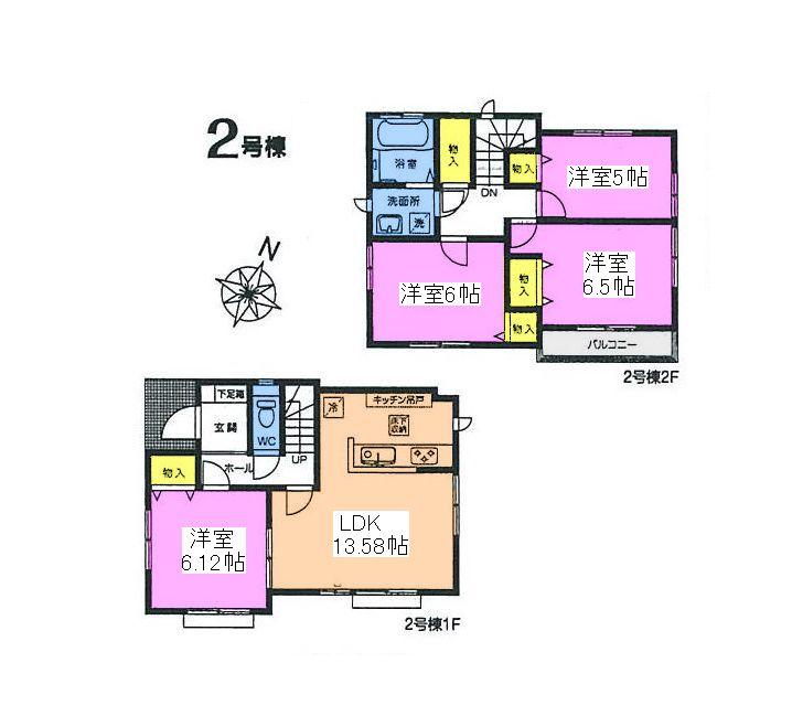 Floor plan. (Building 2), Price 26,800,000 yen, 4LDK, Land area 106.7 sq m , Building area 87.88 sq m