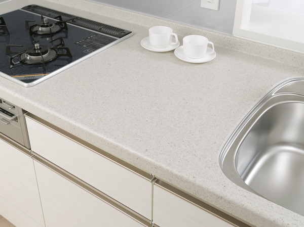 Kitchen.  [Artificial marble countertops] The counter top, beautifully, Also adopted an easy artificial marble maintenance. It will produce the upscale kitchen.