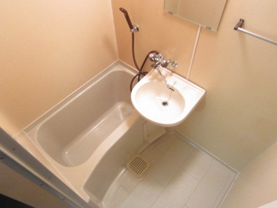 Bath. Bus with a wash basin