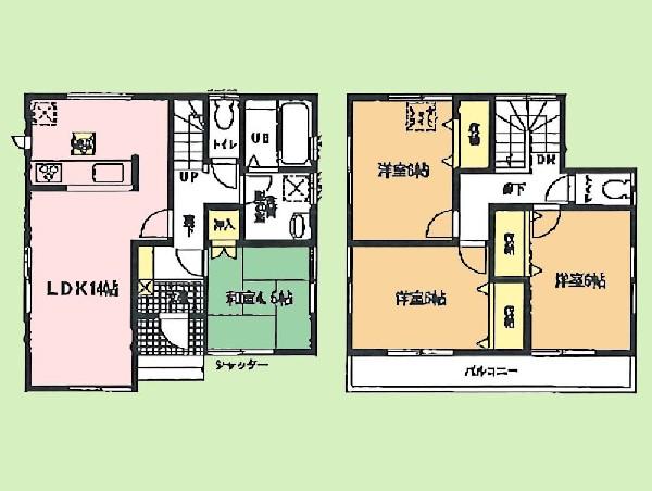 Floor plan. 21,800,000 yen, 4LDK, Land area 100.02 sq m , Building area 90.26 sq m