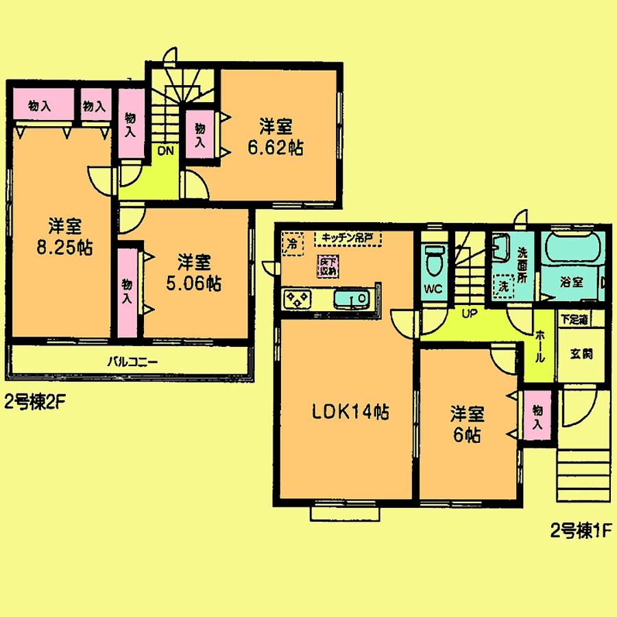 Floor plan. Price 24,800,000 yen, 4LDK, Land area 104.61 sq m , Building area 96.26 sq m
