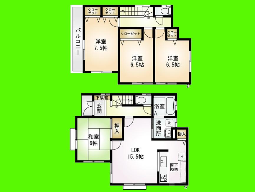 Floor plan. Price 25,800,000 yen, 4LDK, Land area 110.39 sq m , Building area 99.36 sq m