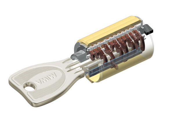 Security.  [Reversible pin cylinder key] Adopt a pin cylinder key is difficult to replicate. It is very effective in picking measures. (Conceptual diagram)