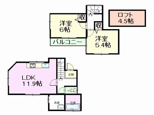 Floor plan. 17.8 million yen, 2LDK, Land area 56.4 sq m , Building area 55.75 sq m All rooms flooring