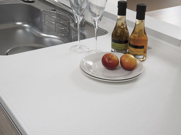 Kitchen.  [Artificial marble kitchen counter] Countertops, Adopt an artificial marble floating luxury with excellent durability.