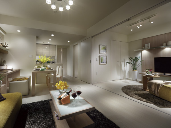 Living.  [living ・ dining] The whole family is also now, Was aimed at housing that continue also comfortably live now. Even as a private room, Space spacious can also be used as a living. Kitchen to simplify the cooking and clean up. Neat plenty Maeru variety of storage space. further, Washbasin Ya that can be used by two people, Such as walls that can be arranged later lived, Is a space of ideas is packed.