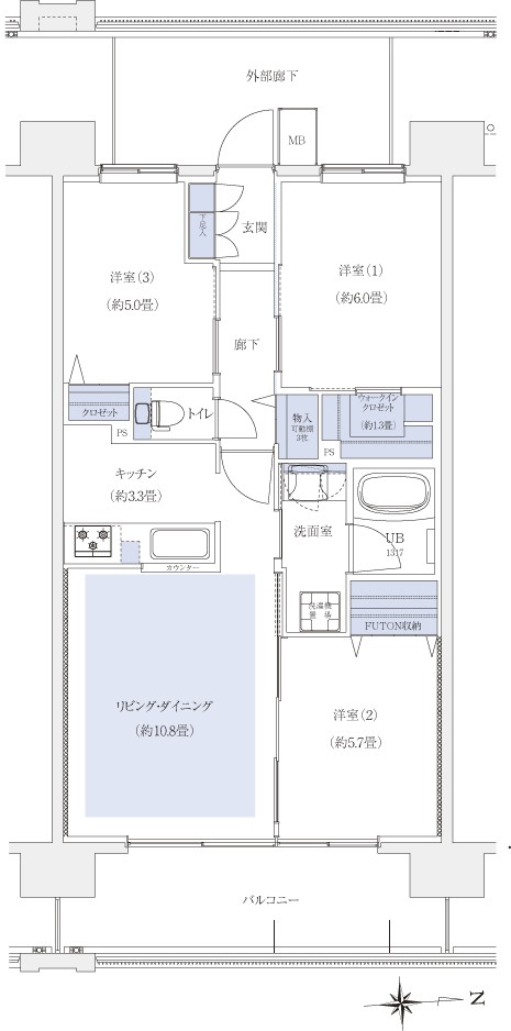 B1 type ・ 3LDK + WIC occupied area / 67.81 sq m balcony area / 11.25 sq m WIC = walk-in closet