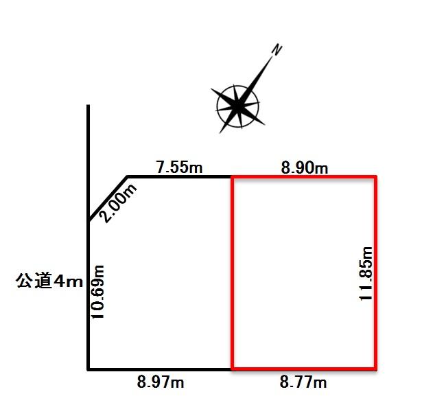 Compartment figure. Land price 29,800,000 yen, Land area 105.2 sq m