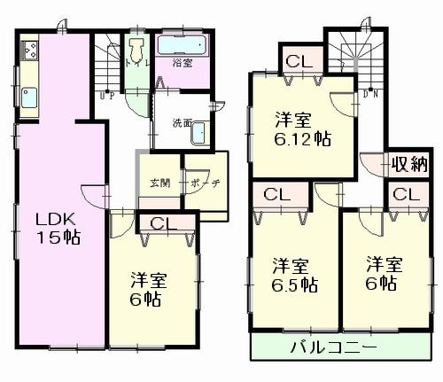 Floor plan. (C Building), Price 23.8 million yen, 4LDK, Land area 119.93 sq m , Building area 95.84 sq m