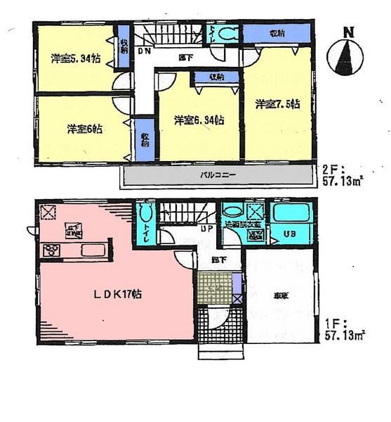 Floor plan. 34,800,000 yen, 4LDK, Land area 145.03 sq m , Building area 114.26 sq m