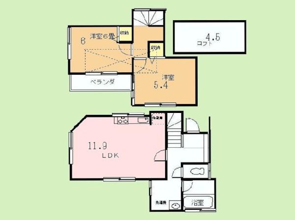 Floor plan. 17.8 million yen, 2LDK, Land area 56.4 sq m , Building area 55.75 sq m