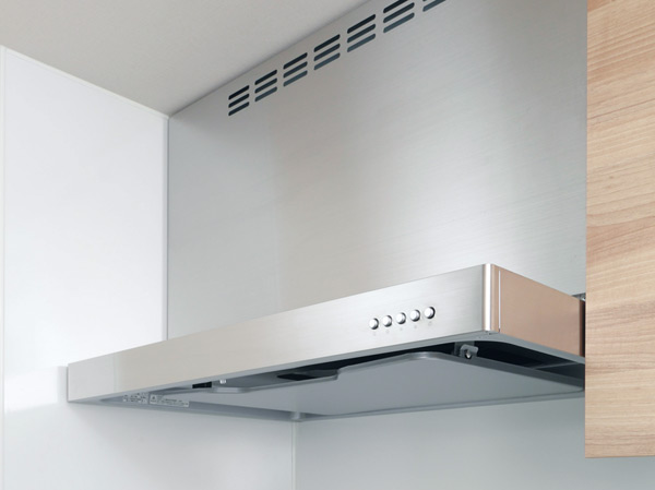 Kitchen.  [Same hourly wage exhaust type range hood] Easy to clean with a filter-less