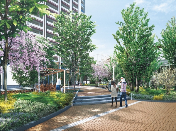 Building structure. Fountain Park Rendering CG ( ※ 1: Each Rendering CG is what drew based on the drawings of the planning stage, In fact a slightly different. Also part, It has been omitted or simplified representation)