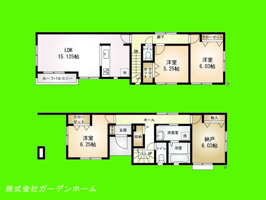 Floor plan. 31,800,000 yen, 4LDK, Land area 104.48 sq m , Building area 109.3 sq m Zenshitsuminami facing a so sunny
