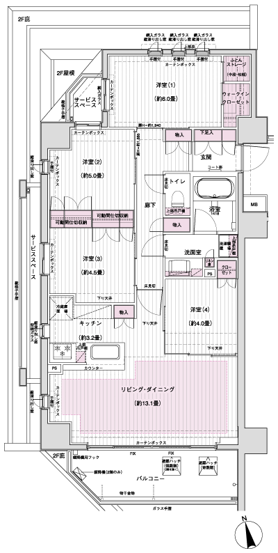 Floor: 4LDK + WIC, the occupied area: 80.82 sq m