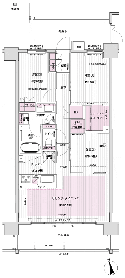 Floor: 3LDK + WIC, the occupied area: 70.68 sq m