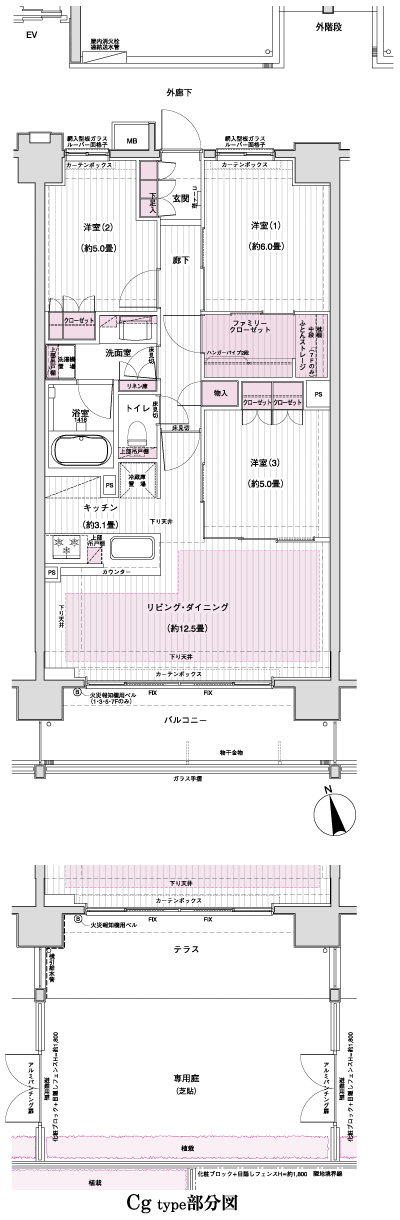 Floor: 3LDK + FC, the occupied area: 72.39 sq m