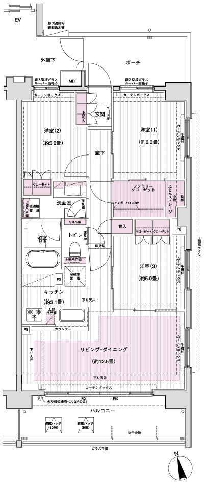Floor: 3LDK + FC, the occupied area: 72.39 sq m