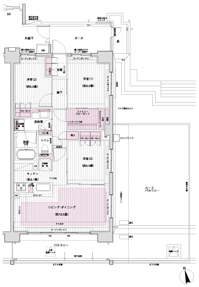 Floor: 3LDK + FC, the occupied area: 72.39 sq m