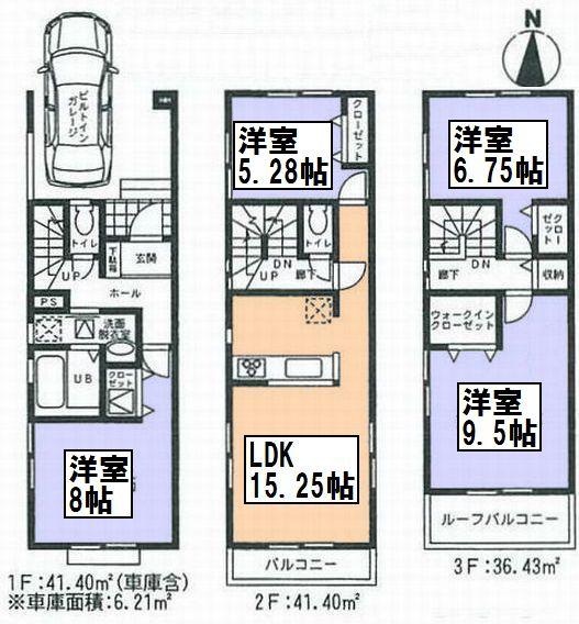 Floor plan. (Building 2), Price 38,800,000 yen, 4LDK, Land area 79.68 sq m , Building area 119.23 sq m
