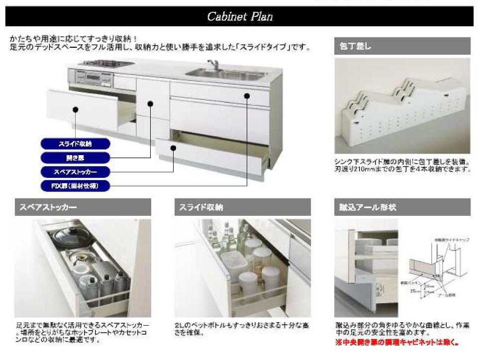 Other Equipment. Kitchen: full advantage to the dead space of neat storage feet depending on the shape and purpose, Slide type in pursuit of storage capacity and ease of use. Storage and take-prone hot plate the knife feed and place to spare stocker, Slide housed the 2L PET bottles was also ensuring a sufficient height to fit refreshing is very convenient