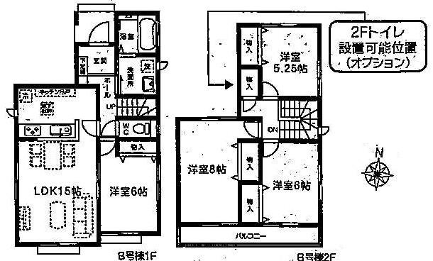 Floor plan. (B Building), Price 27,800,000 yen, 4LDK, Land area 111.93 sq m , Building area 95.22 sq m