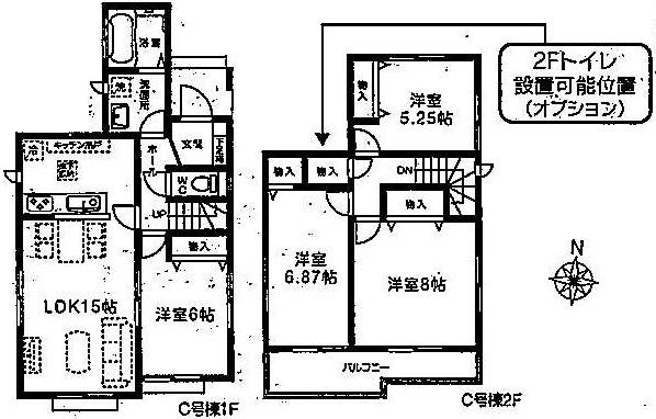 Floor plan. (C Building), Price 26,800,000 yen, 4LDK, Land area 108.99 sq m , Building area 94.39 sq m