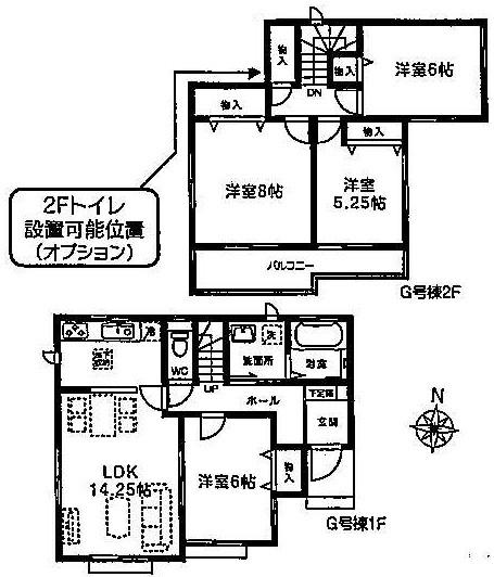 Floor plan. (G Building), Price 27,800,000 yen, 4LDK, Land area 137.39 sq m , Building area 94.39 sq m