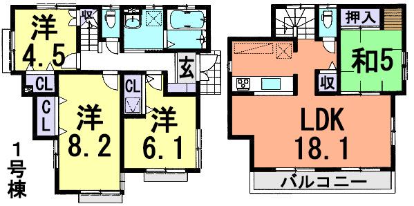 Floor plan. 27,800,000 yen, 4LDK, Land area 111.13 sq m , Building area 96.05 sq m