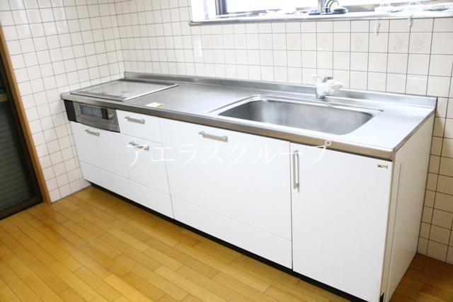 Kitchen. IH system kitchen with a stylish white to keynote