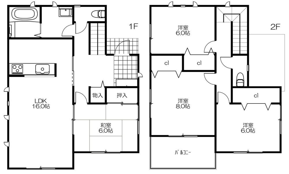 Floor plan. (Building 2), Price 33,900,000 yen, 4LDK, Land area 182.33 sq m , Building area 105.98 sq m