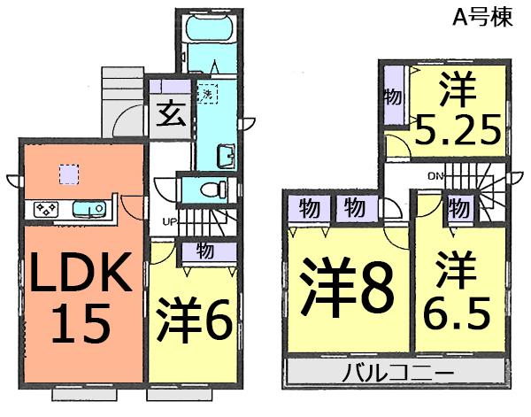 Floor plan. (A Building), Price 26,800,000 yen, 4LDK, Land area 109.49 sq m , Building area 93.98 sq m