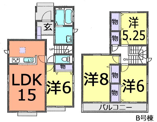 Floor plan. (B Building), Price 27,800,000 yen, 4LDK, Land area 111.93 sq m , Building area 95.22 sq m