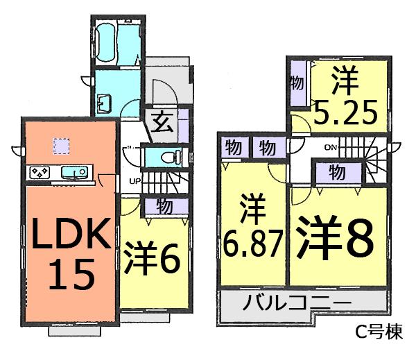 Floor plan. (C Building), Price 26,800,000 yen, 4LDK, Land area 108.99 sq m , Building area 94.39 sq m